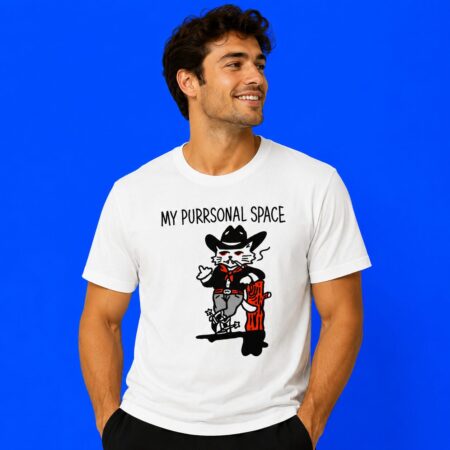 Cowboy Cat Smoking My Purrsonal Space Cartoon Shirt