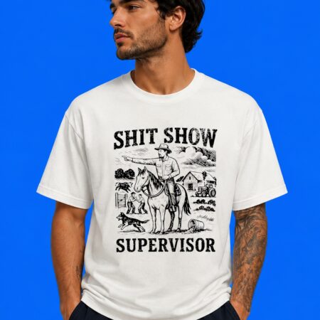 Shit Show Supervisor Funny Cowboy Vintage Rodeo Management Tee