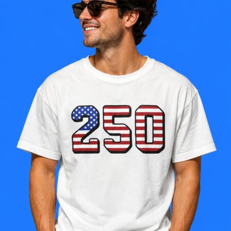 USA 250 American Flag Semiquincentennial Celebration Vintage Tee