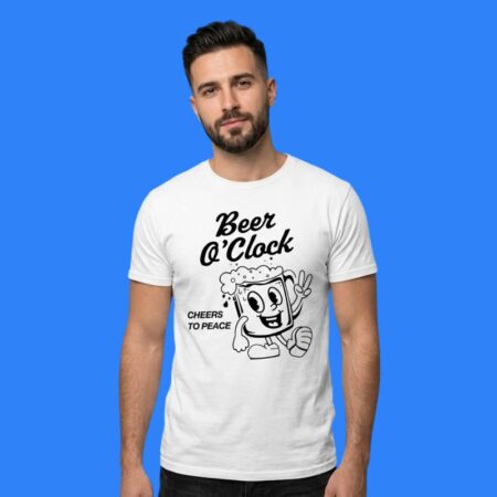 Beer O'Clock Cheers To Peace Funny Cartoon Shirt