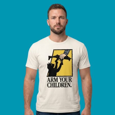 Black Cat Arm Your Children Gun Rights Humor T-Shirt