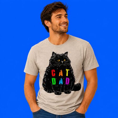 Black Cat Dad Funny Cartoon Shirt