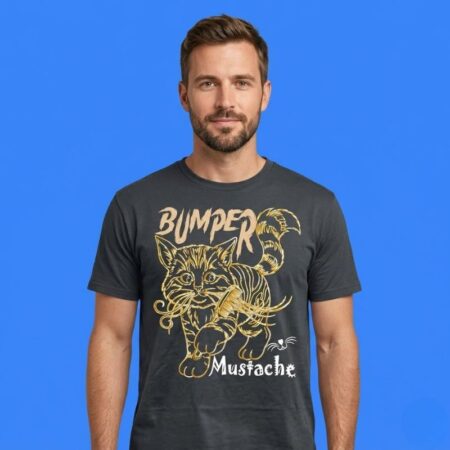 Cat Bumper Mustache Funny Graphic Shirt