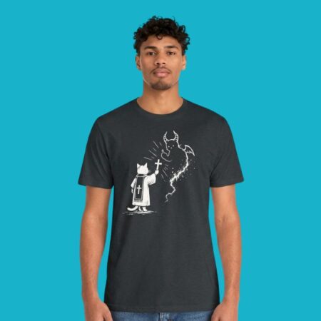Cat Devil And Cat Exorcist Funny Shirt