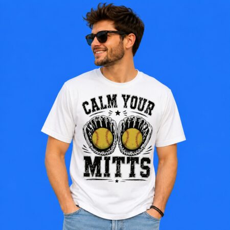 Clam Your Mitts Baseball Typography Shirt
