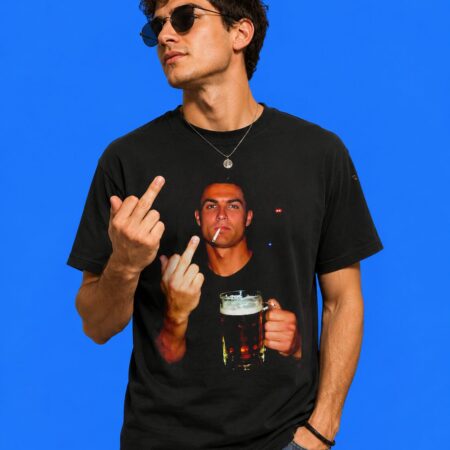 Cristiano Ronaldo Beer Middle Finger Gesture Shirt