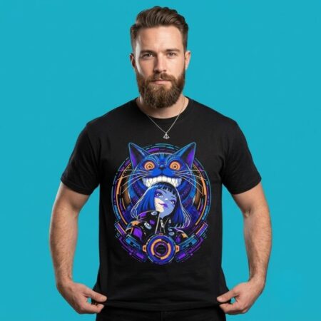 Cyberpunk Cat Girl Anime Futuristic T-Shirt