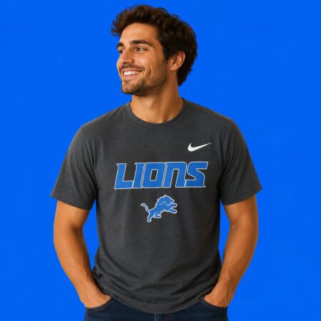 Detroit Lions Skeleton Blue Collar Proud Mechanic 2-Sided T-Shirt