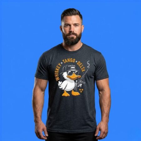 Duck With Gun Whiskey Tango Delta Funny Graphic Print Shirt