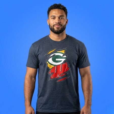 Green Bay Packers And Wisconsin Badgers One Heart Shirt