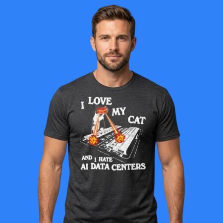 I Love My Cat Hate Data Centers Graphic Shirt