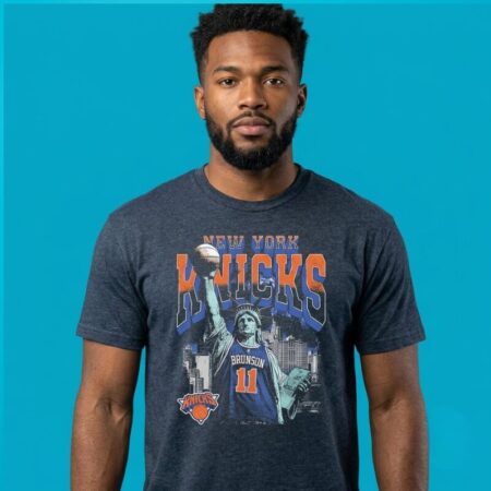 Jalen Brunson New York Knicks Statue Of Liberty Skyline Shirt