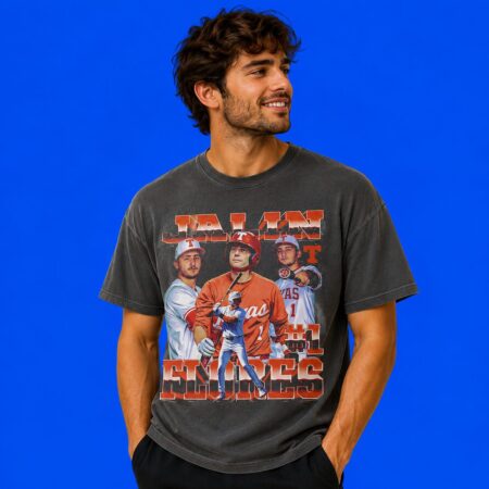 Jalin Flores 1 Texas Longhorns NCAA Baseball Collage Tee