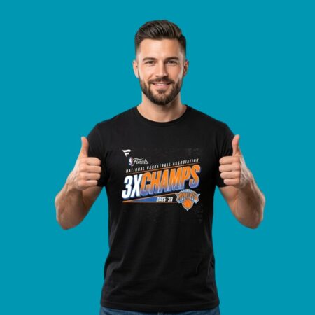 New York Knicks Charcoal Three-Time NBA Finals Champions T-Shirt