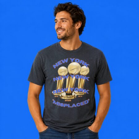 New York Knicks Misplaced 3x World Champions Trophy 2-Sided T-Shirt