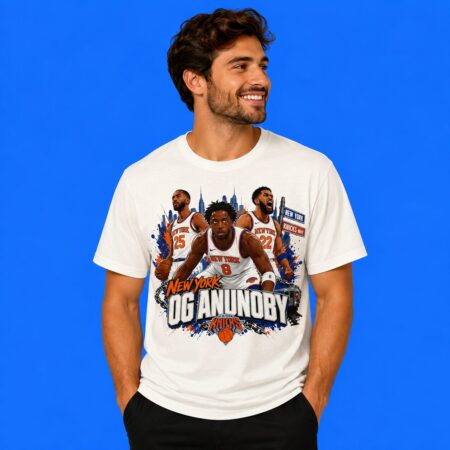 New York Knicks OG Anunoby Player Skyline Graphic T-Shirt