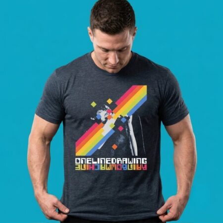 One Line Rainbow Machine Graphic Tee