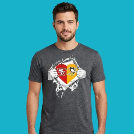 Pittsburgh Penguins And San Francisco 49ers It's In My Heart Scratch Logo Shirt