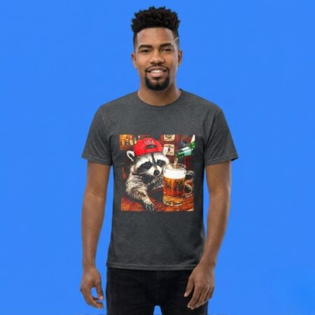 Raccoon Drinking Beer Patriotic USA shirt funny