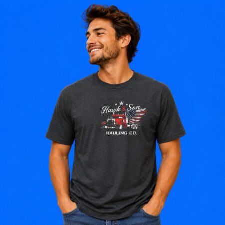 Red White Hawk And Son 1987 Hauling Co 2-Sided T-Shirt