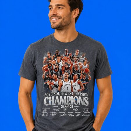 San Antonio Spurs 2026 Southwest Division Champions Collage T-Shirt