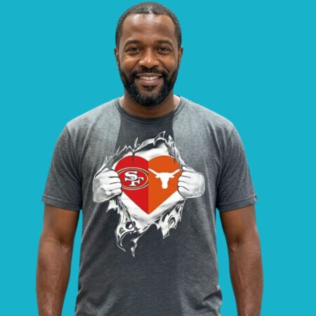 San Francisco 49ers And Texas Longhorns It's In My Heart Scratch Logo Shirt