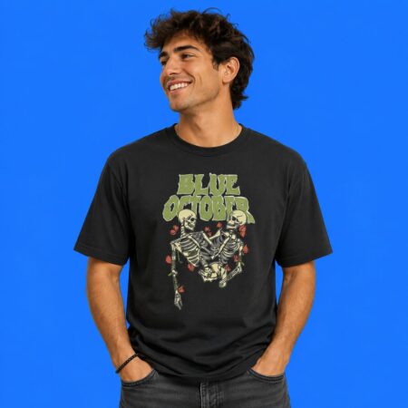 Skeleton Blue October I Just Wanna Hang Out With You 2-Sided T-Shirt