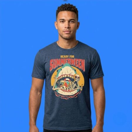 Skeleton Drinking Beer Ready For Summerween Fun Graphic Tee