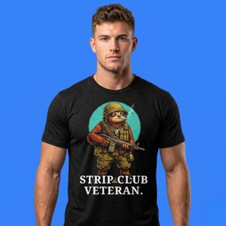 Sloth Soldier Strip Club Veteran Smoking And Gun Tee