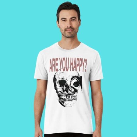 Are You Happy Zipper Mouth Skull Graphic Tee