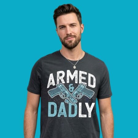 Armed And Dadly Funny Dad Fatherhood Gun Enthusiast T-Shirt