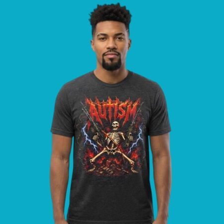 Autism Skeleton With Rifles Heavy Metal Shirt