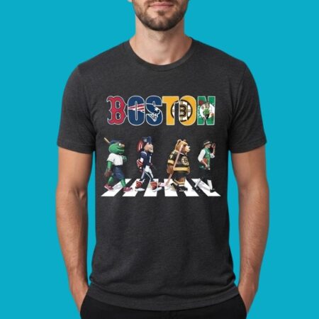 Boston Red Sox Patriots Bruins Celtics Abbey Road Mascot T-Shirt