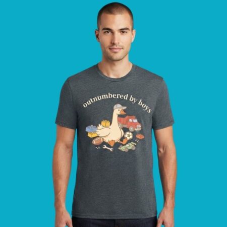Boy Mom Outnumbered Goose Family Graphic Tee