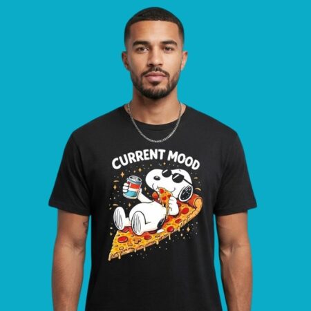 Cartoon Dog Pizza Craving Vibe Graphic Tee