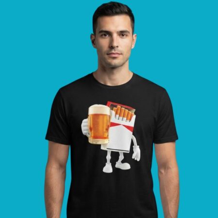 Cigarette Pack Beer Can Party Graphic Tee