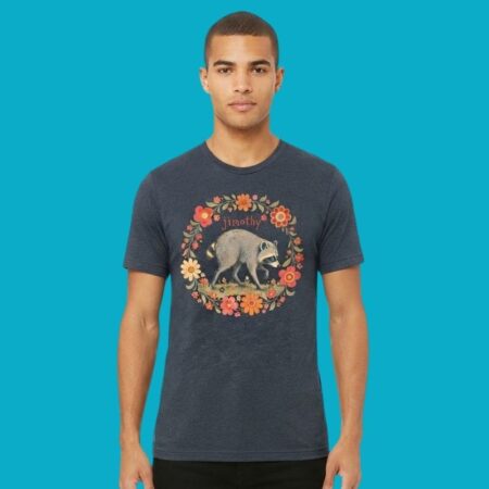 Cottagecore Floral Wreath Raccoon Tee