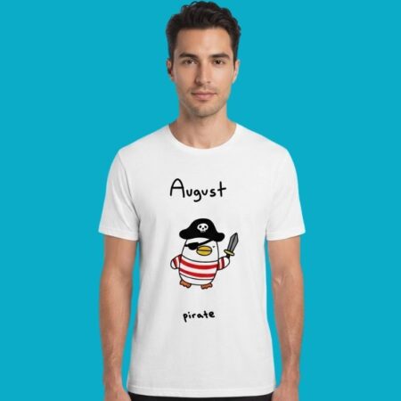 Cute Pirate Penguin August Birthday Tee