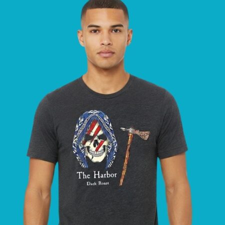 Dark Roast Coffee Skull Tomahawk Graphic Tee