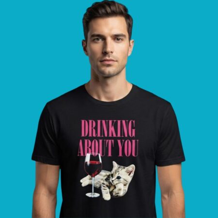 Drinking About You Cute Kitten Graphic Tee