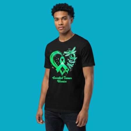 Essential Tremor Warrior Teal Ribbon Dragonfly Heart Shirt