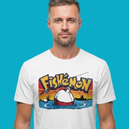 Fishemon Catch Them All Fishing Graphic Tee