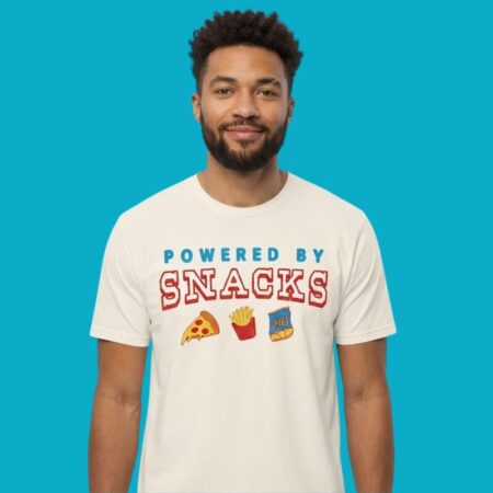 Funny Powered By Snacks Graphic Tee for Food Lovers