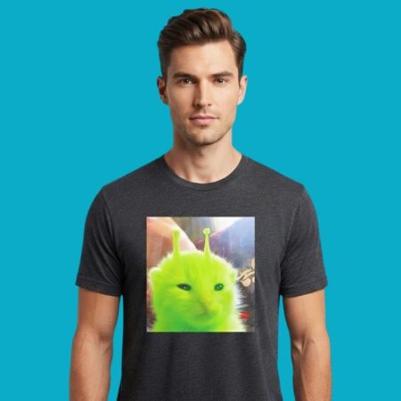 Gleep Green Alien Kitty Cat Tee