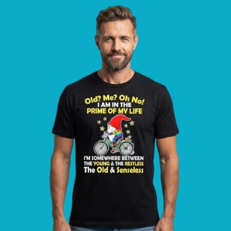 Gnome On Bicycle Prime Of My Life Retro Tee