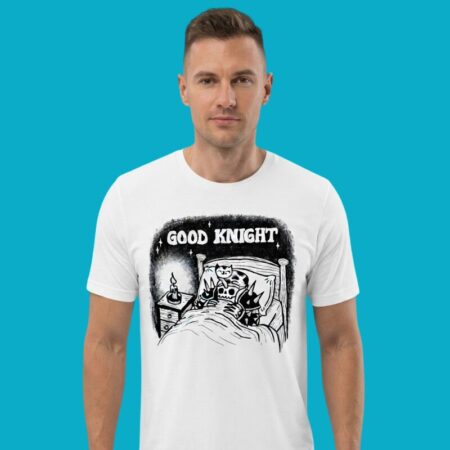 Good Knight Skeleton With Cat Bedtime Shirt