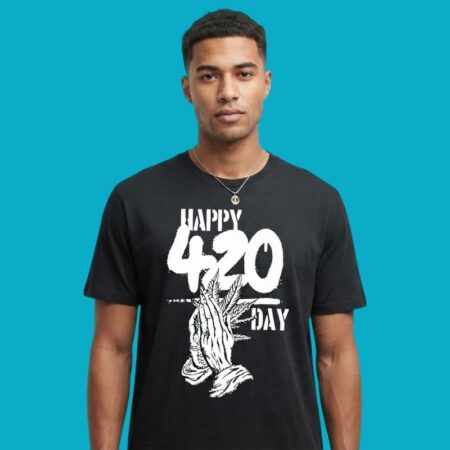 Happy 420 Day Praying Hands Cannabis Marijuana T-Shirt