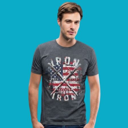 Iron Sharpens Iron Proverbs 27-17 American Flag T-Shirt