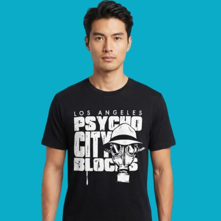 Los Angeles Psycho City Blocks Gas Mask Shirt