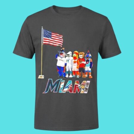 Miami Sports Mascots American Flag Graphic Tee